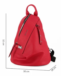 RIFLE - Zaino rosso con zip centrale e pulsante a chiusura