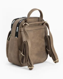 RIFLE - Zaino taupe con parte frontale scamosciata e due zip loggate