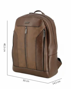 RIFLE - Zaino ufficio marrone con tre tasche frontali e tasca interna porta pc/tablet