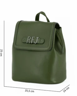 RIFLE - Zaino verde con tre scomparti principali e lettere logo scorrevoli sulla patta