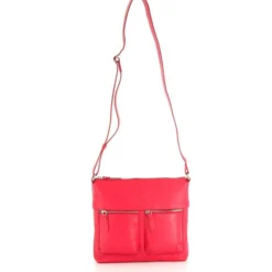 SAMSONITE- Tracolla in VERA PELLE con due tasche zip frontali