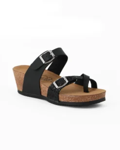 SANA COMFORT - Ciabatta nera con sottopiede in VERA PELLE e suola antiscivolo, MADE IN ITALY