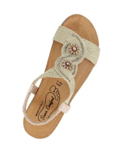 SANA COMFORT - Sandalo platino con sottopiede in VERA PELLE e suola antiscivolo, MADE IN ITALY