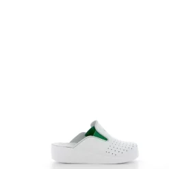 SANITAL LIGHT - Ciabatta sanitaria da donna bianca in VERA PELLE con inserti elasticizzati, MADE IN ITALY