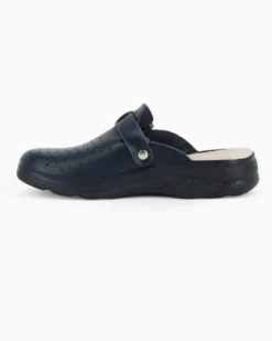 SANITAL LIGHT - Ciabatta sanitaria blu in VERA PELLE con fibbia - MADE IN ITALY