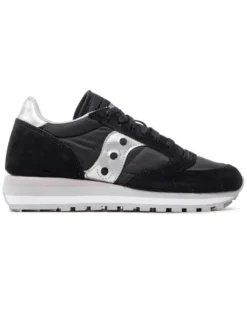 SAUCONY - Sneakers da donna in VERA PELLE nera e argento con suola spessa - JAZZ TRIPLE