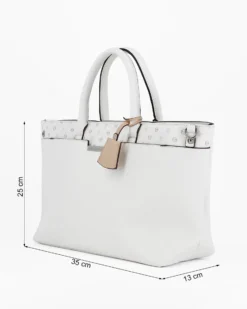 SERGIO TACCHINI - Borsa bianca a mano con tracolla removibile e tasca frontale