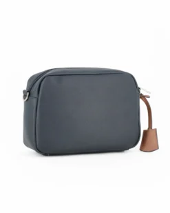 SERGIO TACCHINI - Borsa blu con tasca frontale e ciondolo portachiavi, tracolla removibile