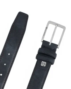 SERGIO TACCHINI - Cinta da uomo blu con fodera in VERA PELLE