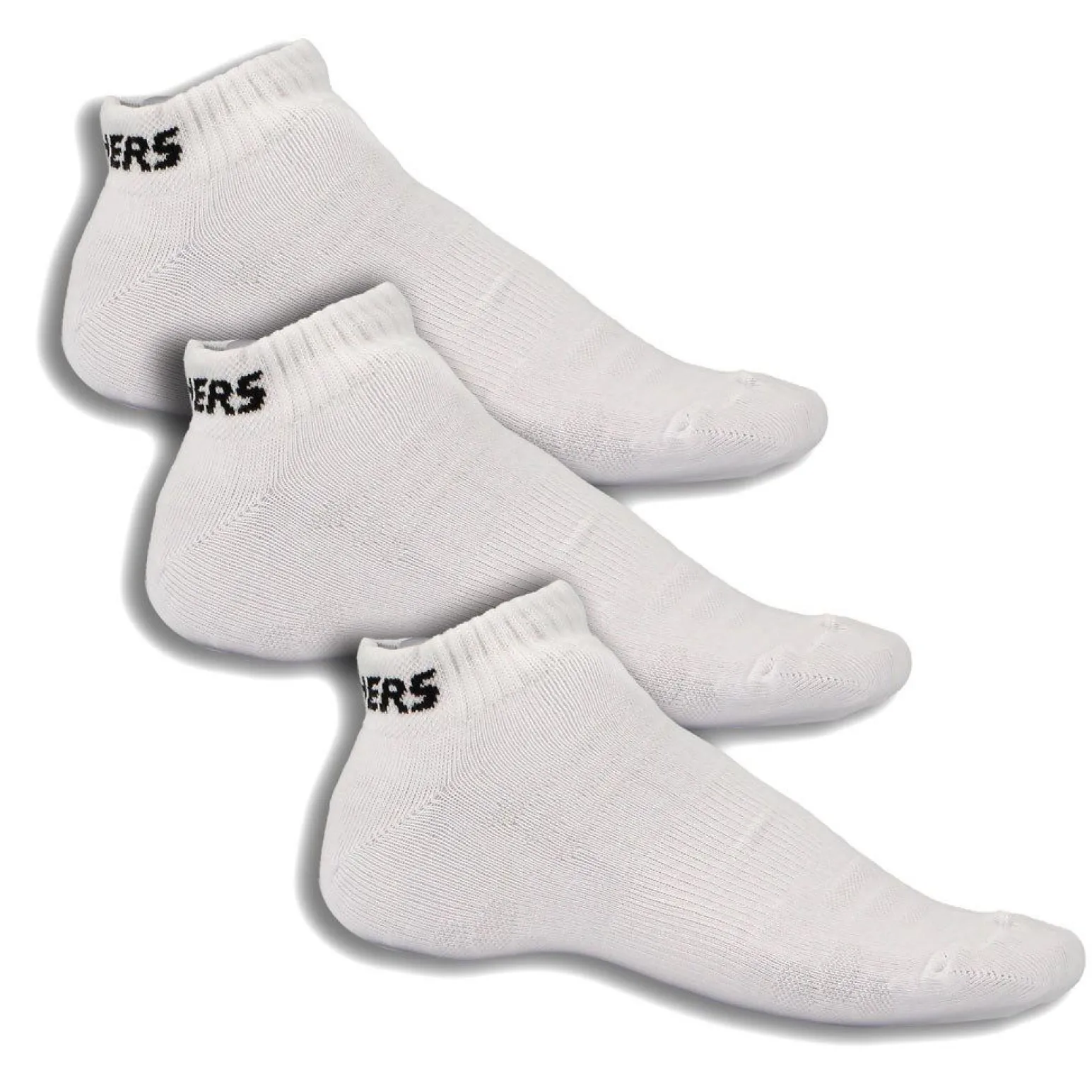SKECHERS - Calze fantasmino nere, due paia con scritta posteriore nera