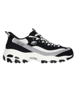 SKECHERS - D'LITES - SMOOTH NOSTALIA - Sneakers nera con tomaia in pelle a strati, mesh e maglia con passanti in tessuto resistente
