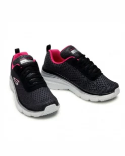 SKECHERS - Fashion Fit - Bold Boundaries - Sneakers nera con dettagli fucsia e  soletta in memory foam
