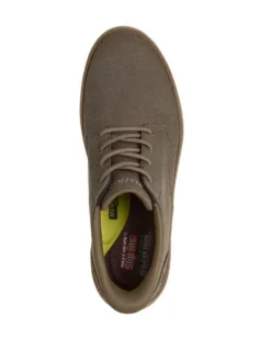 SKECHERS - HYLAND - JUSTINO - Scarpa taupe da uomo con tomaia in tela e lacci elastici fissi