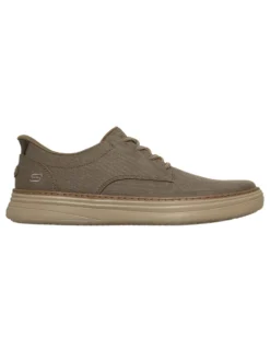 SKECHERS - HYLAND - JUSTINO - Scarpa taupe da uomo con tomaia in tela e lacci elastici fissi