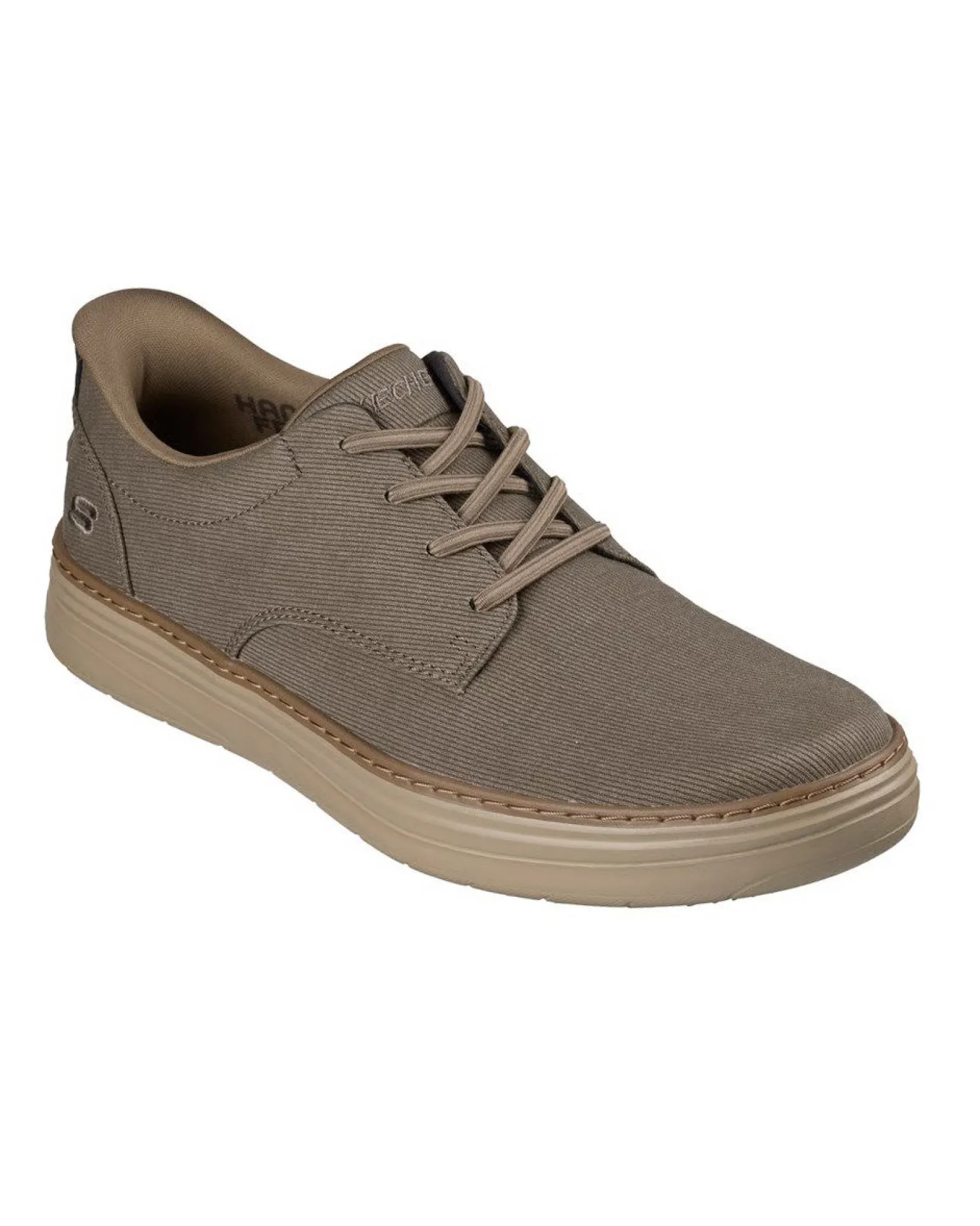 SKECHERS - HYLAND - JUSTINO - Scarpa taupe da uomo con tomaia in tela e lacci elastici fissi
