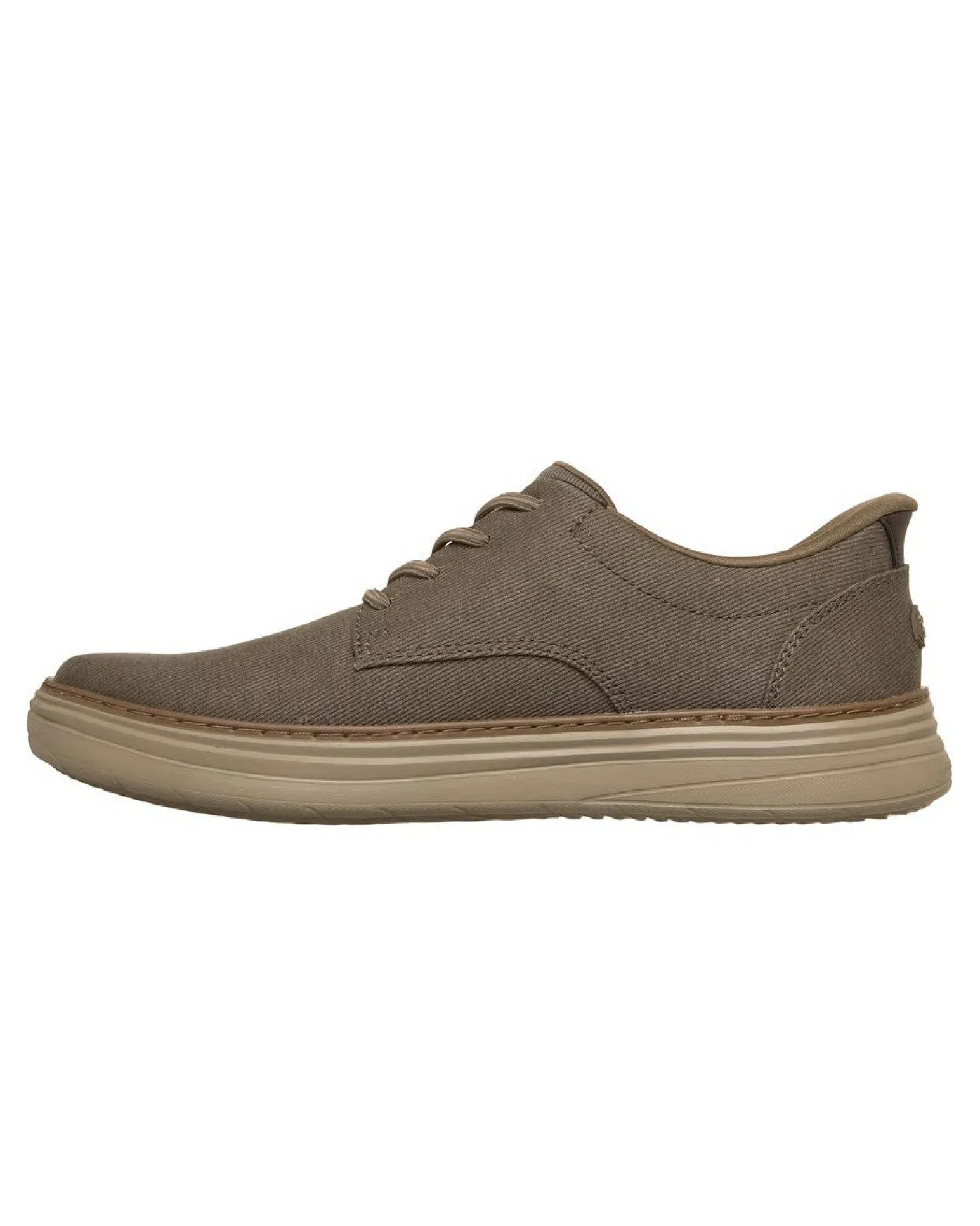 SKECHERS - HYLAND - JUSTINO - Scarpa taupe da uomo con tomaia in tela e lacci elastici fissi
