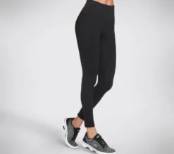 SKECHERS - Leggins da donna a vita alta in tessuto traspirante neri con protezione solare UPF 40+