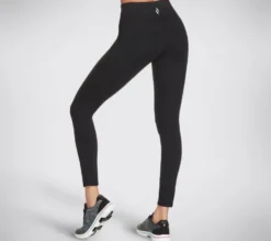 SKECHERS - Leggins da donna a vita alta in tessuto traspirante neri con protezione solare UPF 40+