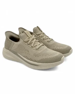 SKECHERS - SLADE - QUINTO - Sneakers khaki da uomo con tomaia in maglia ingegnerizzata traspirante