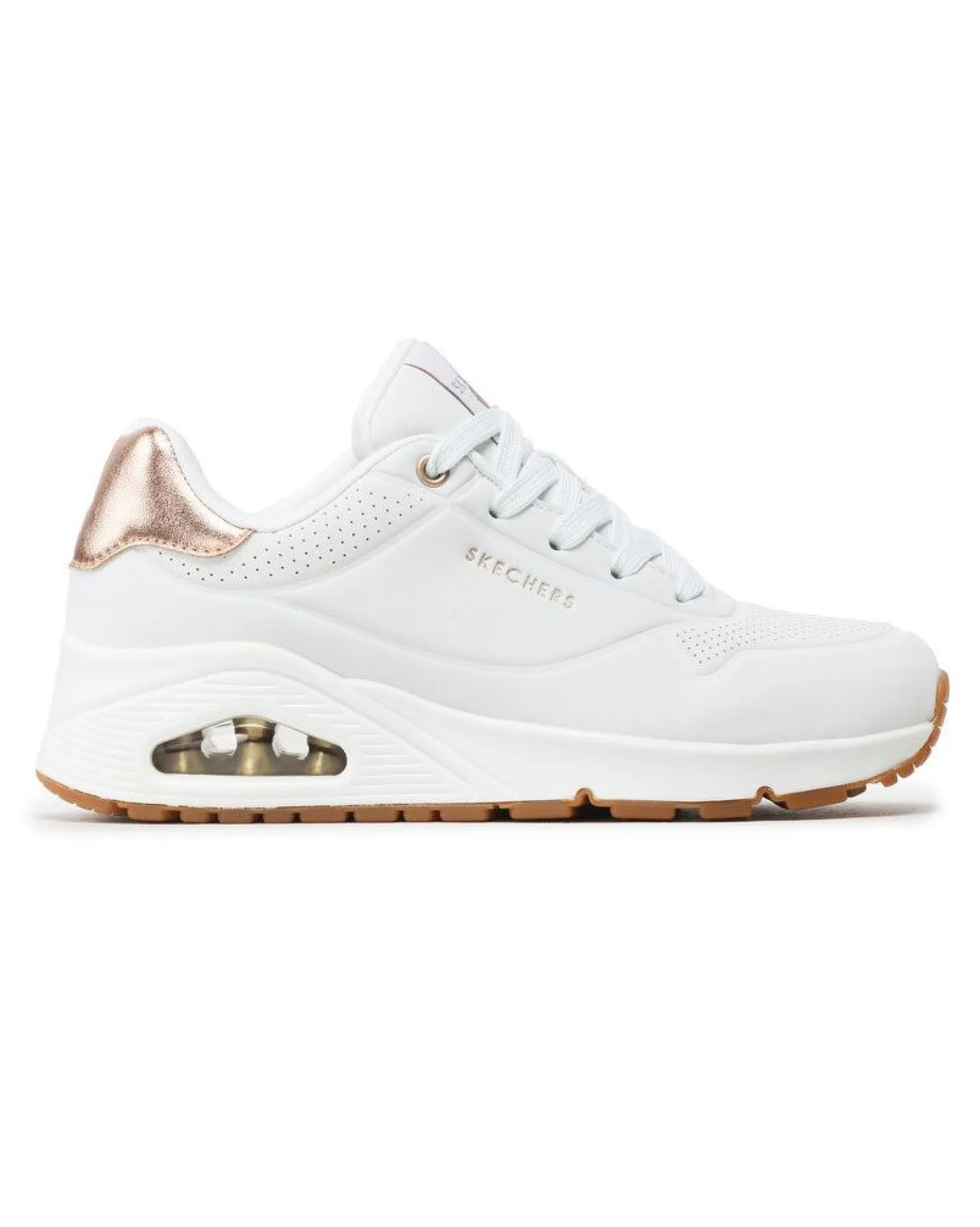 SKECHERS - SNEAKERS UNO GOLDEN AIR BIANCA CON DETTAGLI ORO DA DONNA, 177095