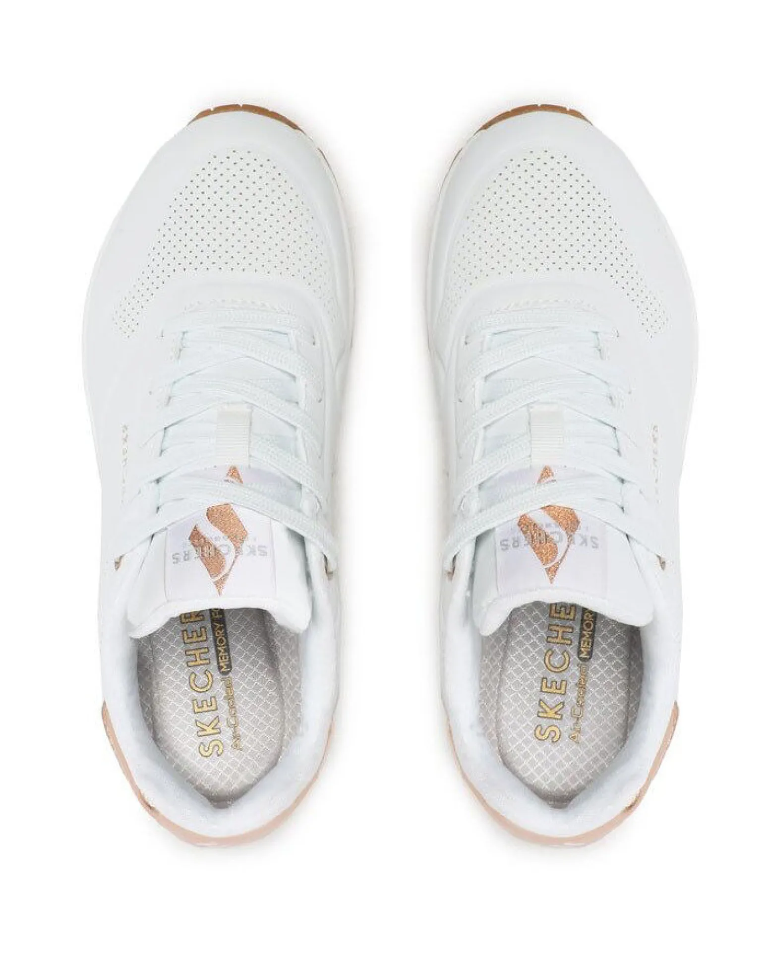 SKECHERS - SNEAKERS UNO GOLDEN AIR BIANCA CON DETTAGLI ORO DA DONNA, 177095