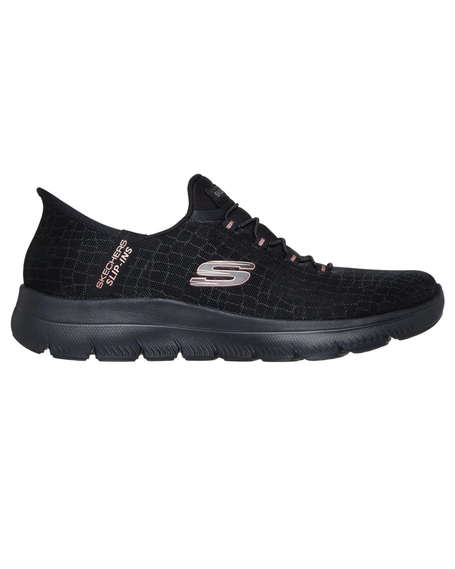 SKECHERS - SUMMITS - CLASSY NIGHT - Sneakers nera con tamaia in mesh effetto serpente