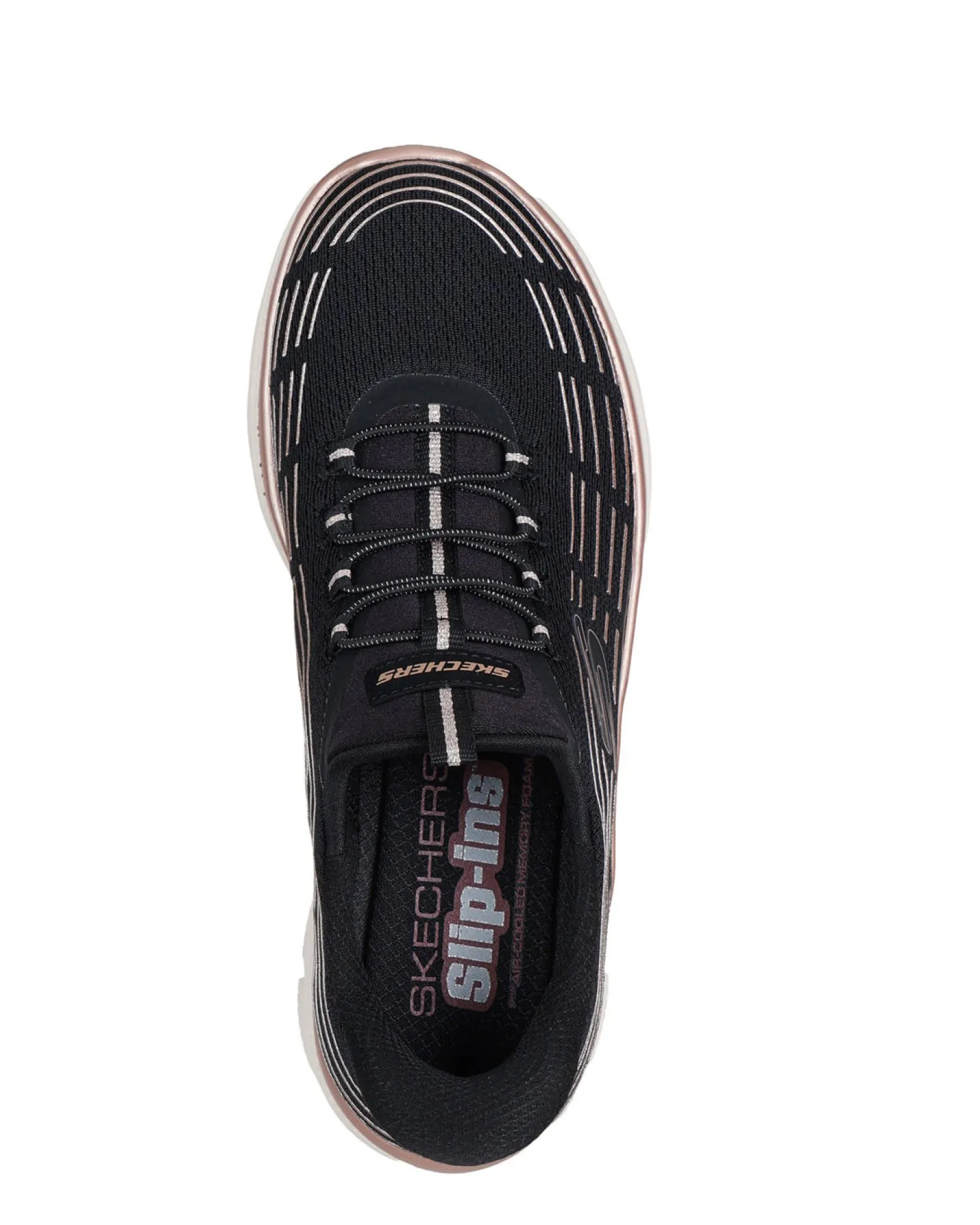 SKECHERS - SUMMITS PLUS - SOFT LUSTER - Sneakers nera con tomaia in mesh e dettagli glitterati rosa