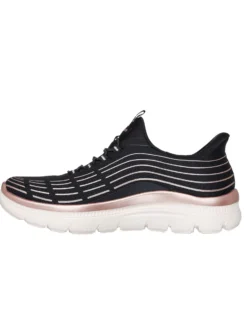 SKECHERS - SUMMITS PLUS - SOFT LUSTER - Sneakers nera con tomaia in mesh e dettagli glitterati rosa