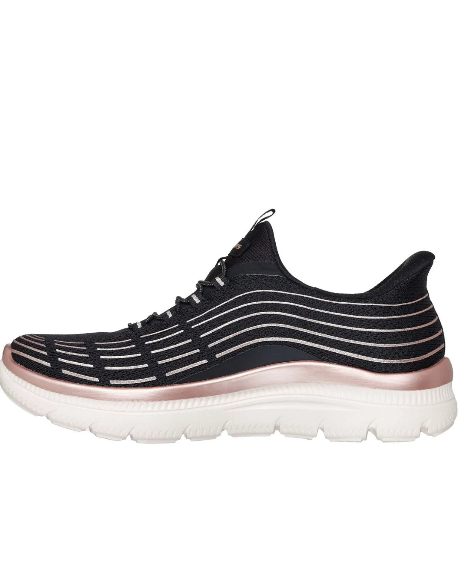 SKECHERS - SUMMITS PLUS - SOFT LUSTER - Sneakers nera con tomaia in mesh e dettagli glitterati rosa