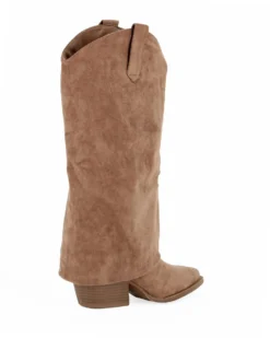 SOLEIL - Stivale khaki scamosciato con risvolto e zip laterale, tacco 6,5CM
