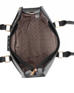 SOLO SOPRANI - Bauletto due manici nero con tasca frontale, tracolla removibile