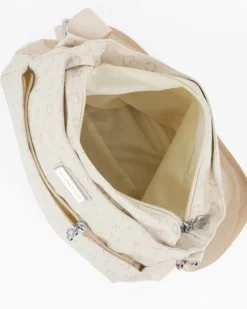 SOLO SOPRANI - Borsa beige con tracolla regolabile e zip frontale orizzontale