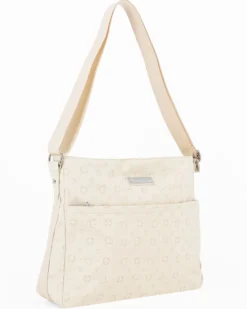 SOLO SOPRANI - Borsa beige con tracolla regolabile e zip frontale orizzontale