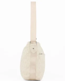 SOLO SOPRANI - Borsa beige con tracolla regolabile e zip frontale orizzontale