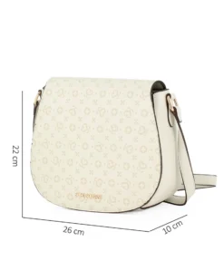 SOLO SOPRANI - Borsa crema con patta loggata e tracolla