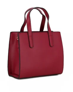 SOLO SOPRANI - Borsa due manici bordeaux con parte frontale loggata, tracolla removibile