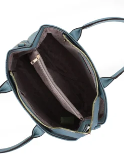 SOLO SOPRANI - Borsa due manici azzurra con parte frontale loggata, tracolla removibile