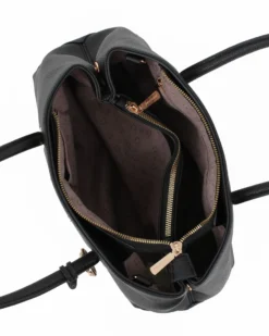 SOLO SOPRANI - Borsa due manici nera con ciondolo e tracolla removibili