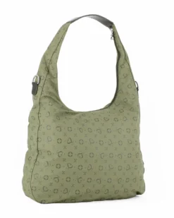 SOLO SOPRANI - Borsa sacca verde con tasca frontale, tracolla removibile