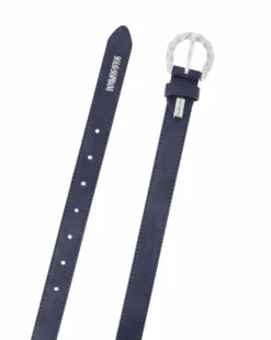 SOLO SOPRANI - Cinta blu da donna con fodera in VERA PELLE