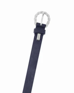 SOLO SOPRANI - Cinta blu da donna con fodera in VERA PELLE