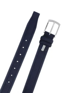 SOLO SOPRANI - Cinta da uomo blu con fodera in VERA PELLE