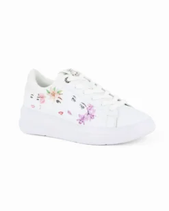 SOLO SOPRANI COUTURE - Sneakers bianca con stampe colorate e lacci