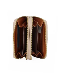 SOLO SOPRANI - Portafoglio beige loggato con doppia cerniera