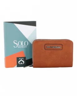 SOLO SOPRANI - Portafoglio cognac loggato con due scomparti principali