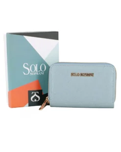 SOLO SOPRANI - Portafoglio jeans loggato con doppia cerniera