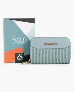 SOLO SOPRANI - Portafoglio jeans plissettato con doppia cerniera