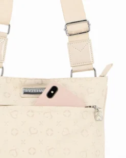 SOLO SOPRANI - Tracolla beige con tasca frontale e tracolla regolabile