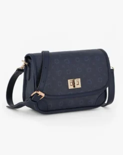 SOLO SOPRANI - Tracolla blu loggata con patta e chiusura a girello