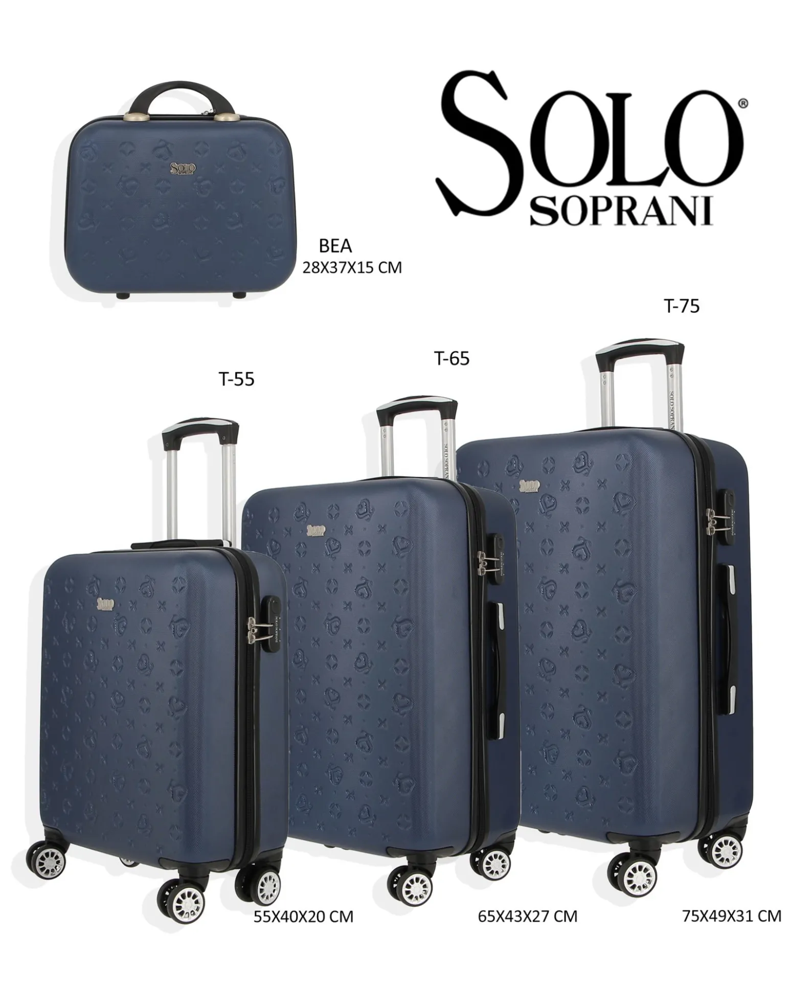 SOLO SOPRANI - TROLLEY BLU IN ABS 4 RUOTE DOPPIE CON STAMPA LOGO